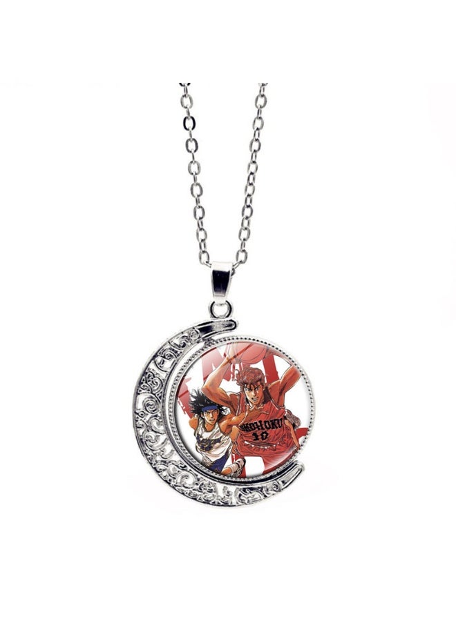 KUYING New Slam Dunk Double Sided Rotating Moon Pendant Necklace 