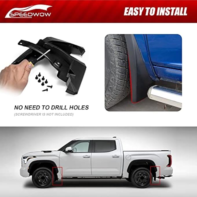 SPEEDWOW Mud Flaps Splash Guards Fit For 20162022 Toyota Tacoma With Fender Flares Except Sr ModelsFront And Rear Mudflaps Splash Guards 4PieceSet No Drilling Required - Image 4