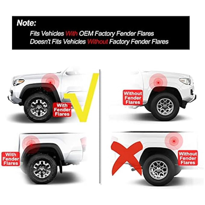 SPEEDWOW Mud Flaps Splash Guards Fit For 20162022 Toyota Tacoma With Fender Flares Except Sr ModelsFront And Rear Mudflaps Splash Guards 4PieceSet No Drilling Required - Image 2