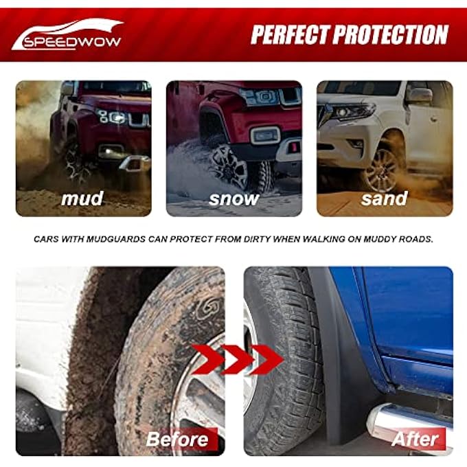 SPEEDWOW Mud Flaps Splash Guards Fit For 20162022 Toyota Tacoma With Fender Flares Except Sr ModelsFront And Rear Mudflaps Splash Guards 4PieceSet No Drilling Required - Image 3