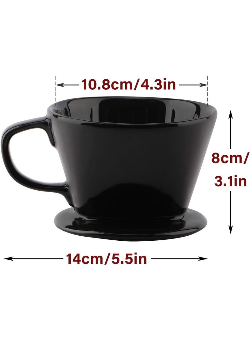 Jarrah 0.1 cup black Kalitta-style flat ceramic drip funnel for specialty coffee - Image 2