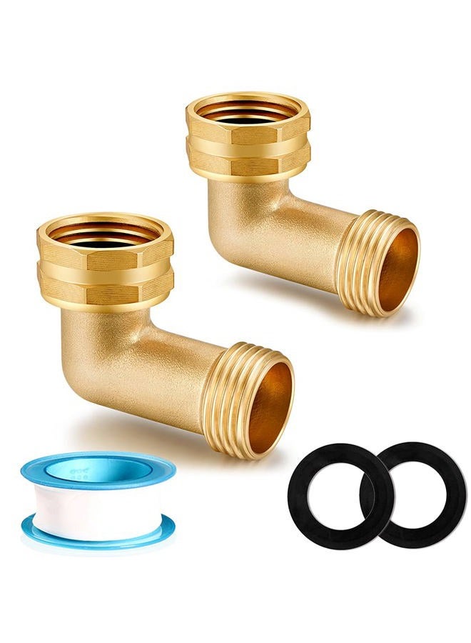 YELUN Garden Hose Elbow Connector 90 Degree Solid Brass Pipe Fittings Hose Elbow -Eliminates Stress and Strain On RV Water Intake Hose Adapter 3/4" FHT x 3/4" MHT (90 Degree Hose Elbow) - Image 1