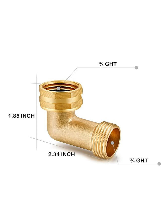 YELUN Garden Hose Elbow Connector 90 Degree Solid Brass Pipe Fittings Hose Elbow -Eliminates Stress and Strain On RV Water Intake Hose Adapter 3/4" FHT x 3/4" MHT (90 Degree Hose Elbow) - Image 2
