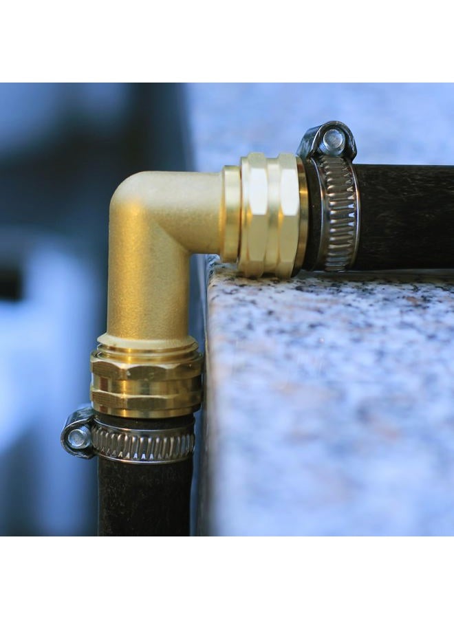 YELUN Garden Hose Elbow Connector 90 Degree Solid Brass Pipe Fittings Hose Elbow -Eliminates Stress and Strain On RV Water Intake Hose Adapter 3/4" FHT x 3/4" MHT (90 Degree Hose Elbow) - Image 3