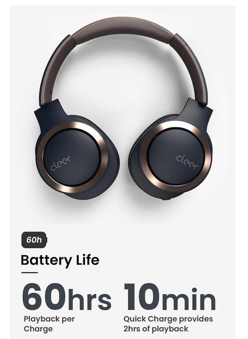 كلير Cleer Enduro ANC Noise Cancelling Over the Ear Bluetooth Headphones with Mic, 60 Hrs Playtime, Noise Canceling, Ambient EQ Modes, Hi-Res Audio, Deep Bass, Multi-Point Connect, Bluetooth 5.0, Dark Navy - Image 2
