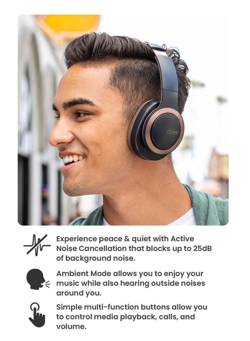 كلير Cleer Enduro ANC Noise Cancelling Over the Ear Bluetooth Headphones with Mic, 60 Hrs Playtime, Noise Canceling, Ambient EQ Modes, Hi-Res Audio, Deep Bass, Multi-Point Connect, Bluetooth 5.0, Dark Navy - Image 3