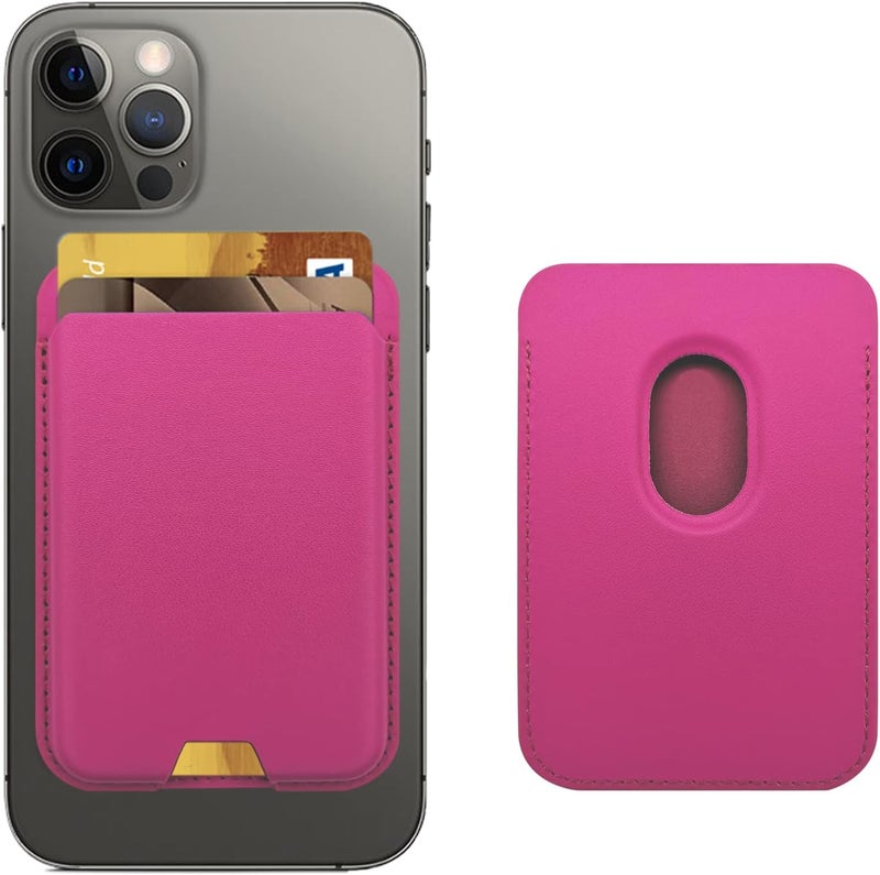 iLodn Magnetic Wallet Compatible with MagSafe for iPhone 17 16 15 14 13 12 Pro Max Air Plus Model, Mag 3 Safe Card Holder Stick on Accessories for Cell Phone & Case, Hot Pink, Solid - Image 1