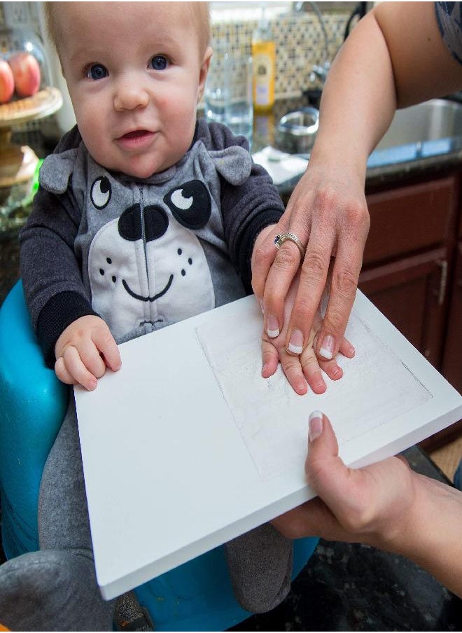 Co Little Co Little Baby Handprint & Footprint Kit (Date & Name Stamp) Clay Hand Print Picture Frame for Newborn - Best New Mom Gift - Foot Impression Photo Keepsake for Girl & Boy - White Feet Imprint Mold  - Image 2