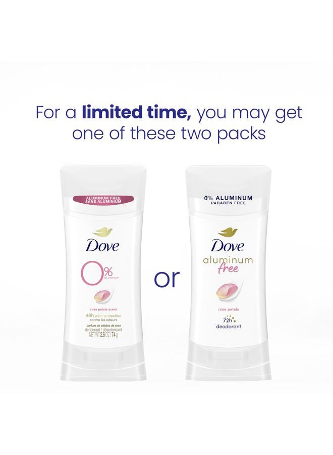 Dove 0% Aluminum Deodorant Stick Rose Petals 3 Count Non-irritating Deodorant for Underarm Care Kindest Aluminum Free Deodorant 2.6 oz - Image 3