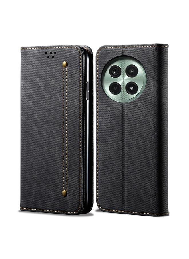 اس-توب جراب لهاتف OnePlus 13 من الجلد بتصميم كاجوال وملمس جينز قابل للطي أفقيًا - Image 1