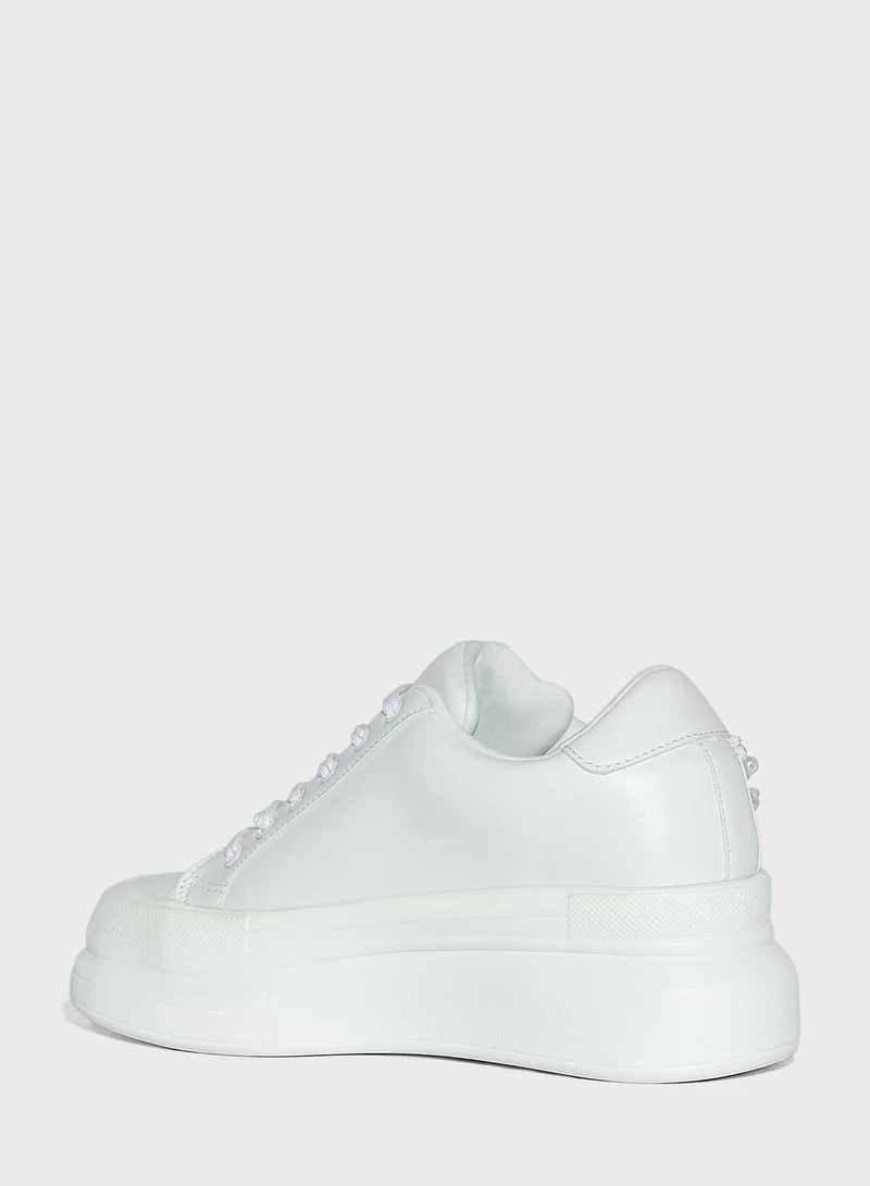 Ginger Pearl And Diamante Detail Sneakers