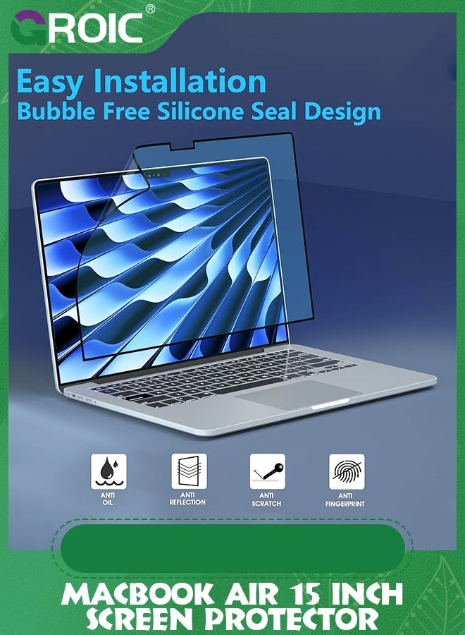 GROIC Macbook Air 15 inch Screen Protector Anti-Glare Anti-Blue Light Filter,Blue Light Blocking Screen Designed for 2023 MacBook Air Laptop with M2 chip 15.3" A2941,Bubble Free Eye Protection - Image 4