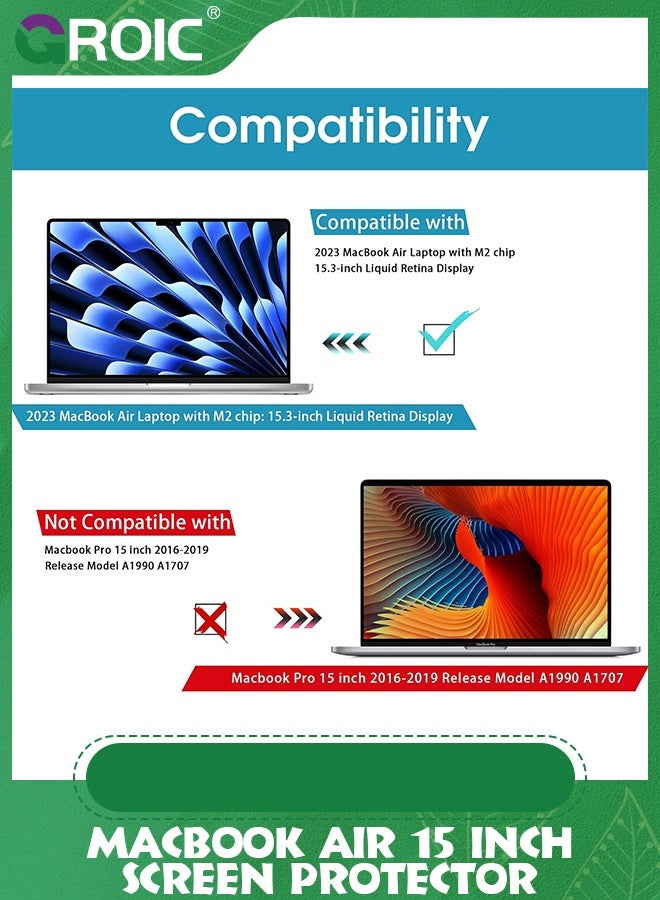 GROIC Macbook Air 15 inch Screen Protector Anti-Glare Anti-Blue Light Filter,Blue Light Blocking Screen Designed for 2023 MacBook Air Laptop with M2 chip 15.3" A2941,Bubble Free Eye Protection - Image 5