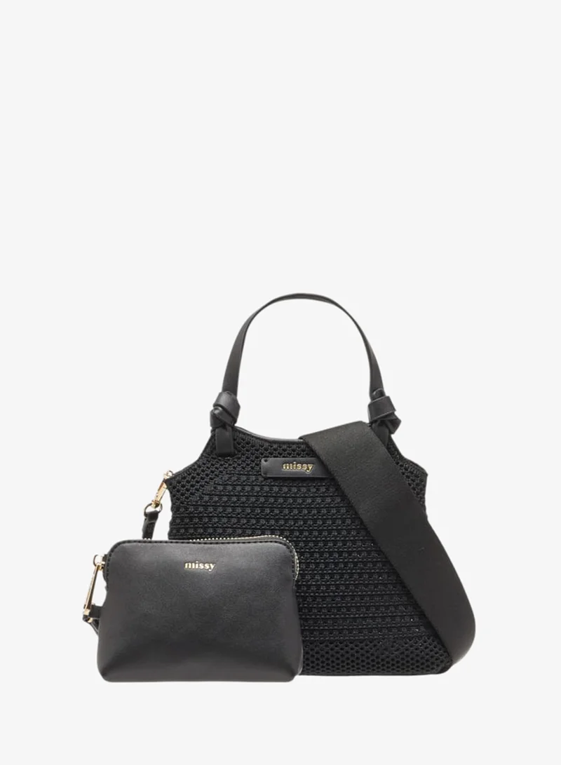 MISSY Women Textured Shoulder Bag with Detachable Strap and Pouch