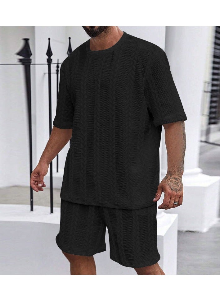 KUYING Round Neck Pullover Short Sleeved Shorts Sports Men's Suit  - Image 1