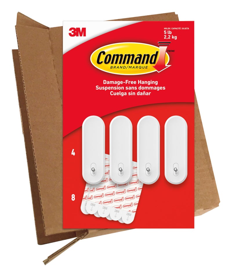 Command Large Wire Hooks, Holds up to 5 lb, 4 Hooks and 8 Strips, Damage-Free Hanging Wall Hook with Adhesive Strips, No Tools Great for Hanging, Organization and Storage - Image 1