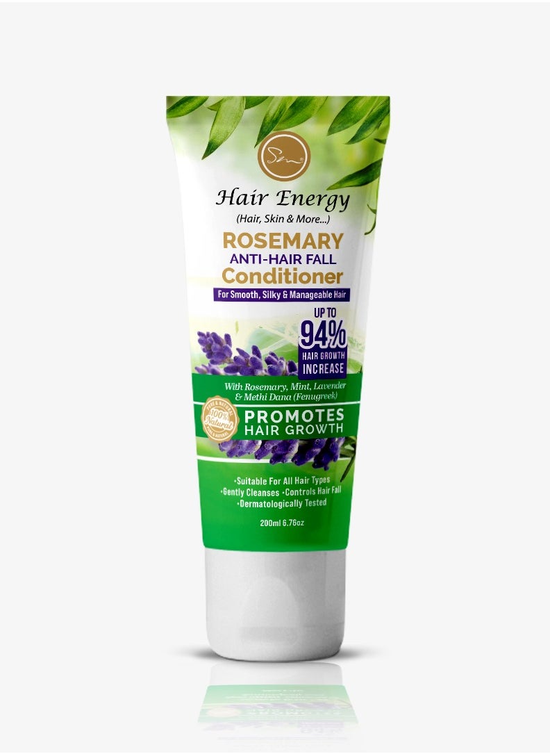 Hair Energy Hair Energy Rosemary Anti-Hairfall Conditioner | Up to 94% Stronger Hair | Shiny, Soft & Manageable Hair | Rosemary, Mint and Fenugreek (Methi) | Helps Reduce Hairfall | Paraben-free | 200 ml  - Image 1