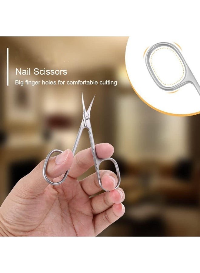 fantasize Professional Stainless Steel Curved Cuticle Scissors Sharp Dead Skin Manicure Tool for Trimming Eyebrows Nose Hair Finger Toe Nail Care - Image 4