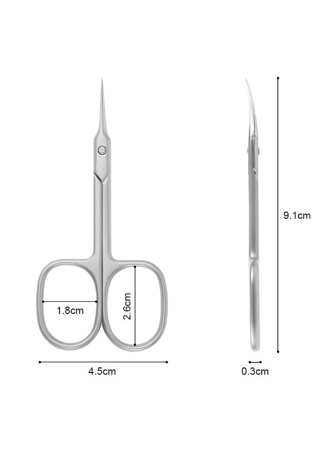 fantasize Professional Stainless Steel Curved Cuticle Scissors Sharp Dead Skin Manicure Tool for Trimming Eyebrows Nose Hair Finger Toe Nail Care - Image 2