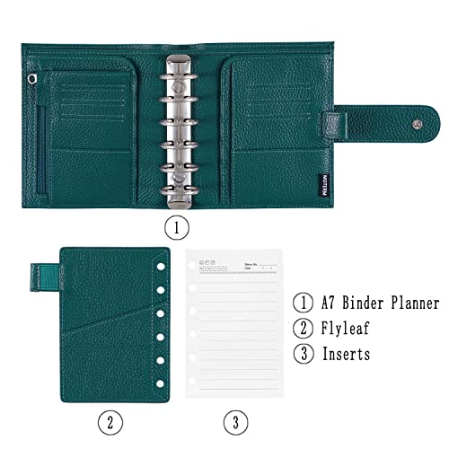 Moterm Pocket Luxe Rings Planner - Genuine Leather Binder Organizer (Pebbled-Deep Teal, 30mm Ring) - Image 2
