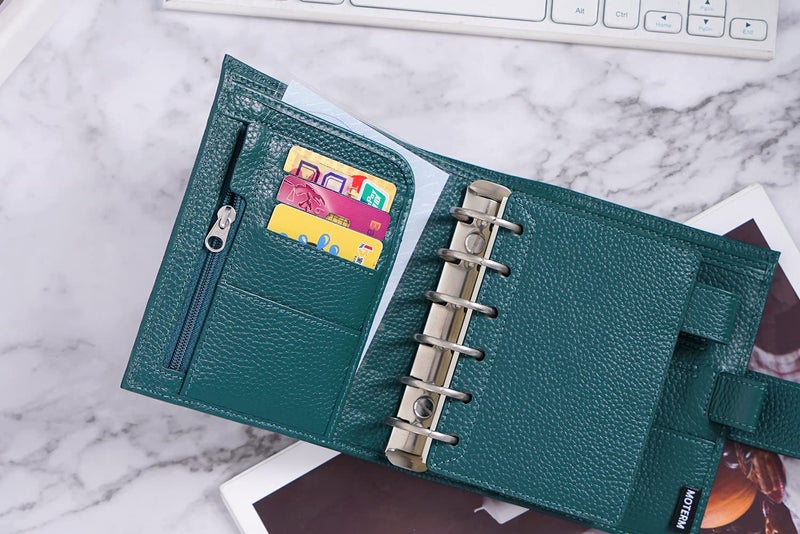 Moterm Pocket Luxe Rings Planner - Genuine Leather Binder Organizer (Pebbled-Deep Teal, 30mm Ring) - Image 3
