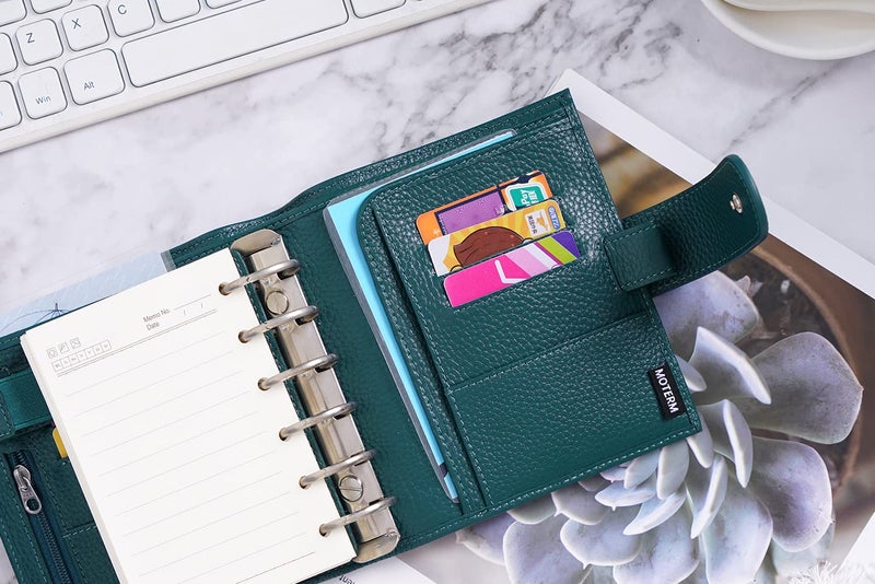 Moterm Pocket Luxe Rings Planner - Genuine Leather Binder Organizer (Pebbled-Deep Teal, 30mm Ring) - Image 4