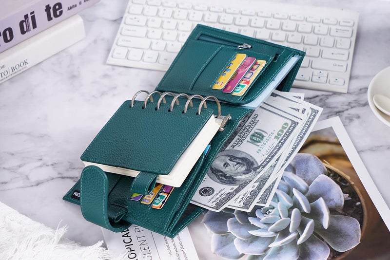 Moterm Pocket Luxe Rings Planner - Genuine Leather Binder Organizer (Pebbled-Deep Teal, 30mm Ring) - Image 5