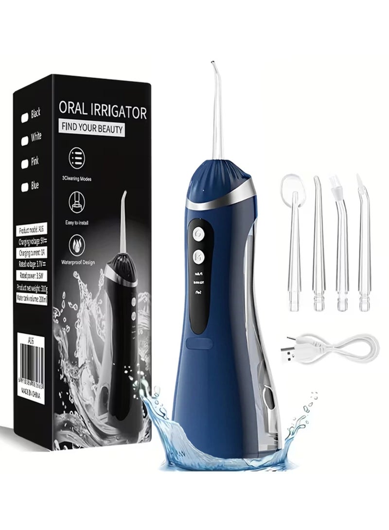 Portable Oral irrigator, Power Flosser, Cordless Oral Irrigator Cordless Irrigator, Dental Oral Irrigator IPX7 Waterproof 4 Jet Tips USB Rechargeable for Home and Travel - Image 1