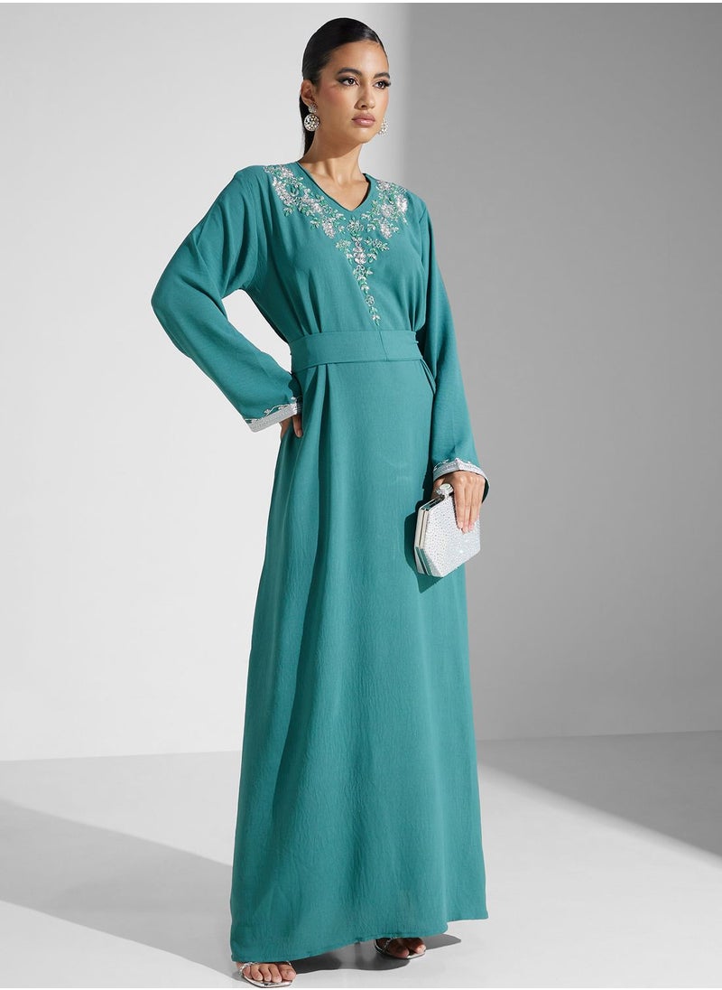 hayas closet Embellished Belted Jalabiya  - Image 1