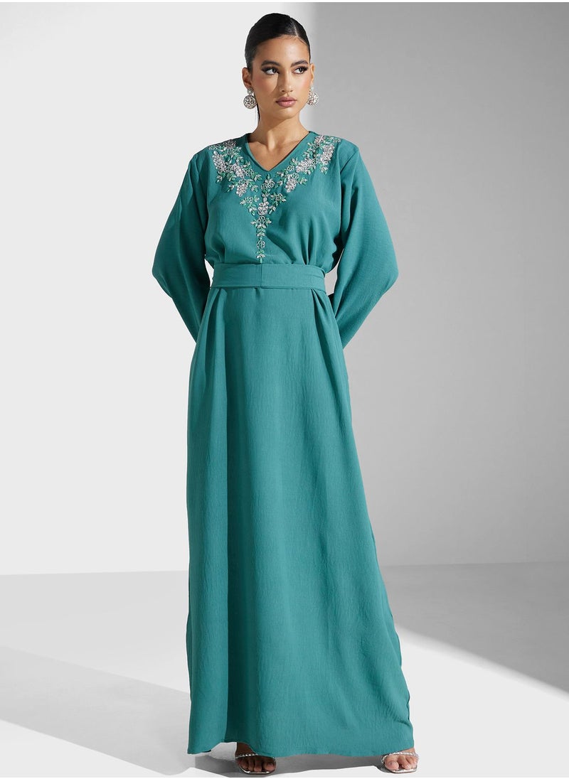 hayas closet Embellished Belted Jalabiya  - Image 4