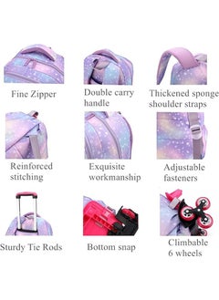 Generic Rolling Backpack for Kids Solid Color Trolley Bookbags Elementary School Students Schoolbag  - Image 3