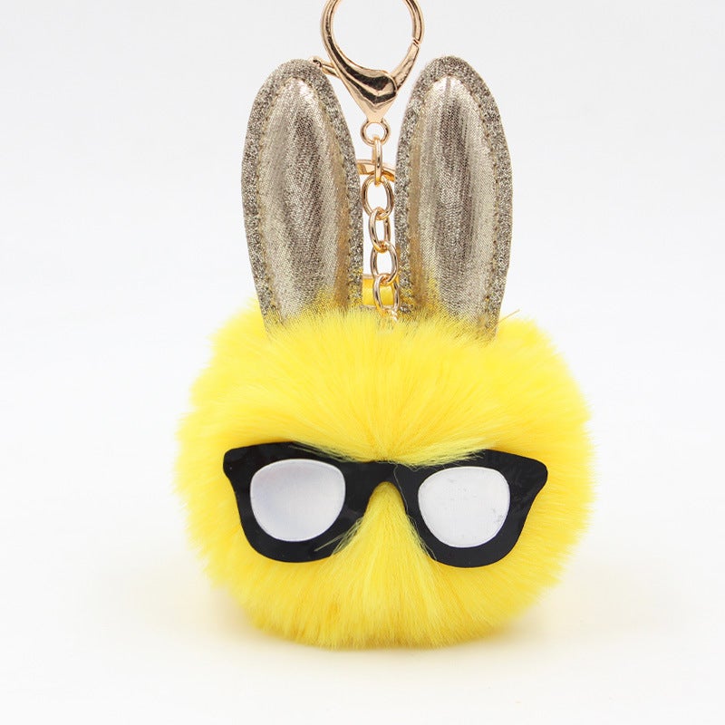Koorol Long-Eared Rabbit Fur Ball Key Chain Plush Bag Pendant Glasses Rabbit Bag Pendant Mobile Phone Accessories - Image 4
