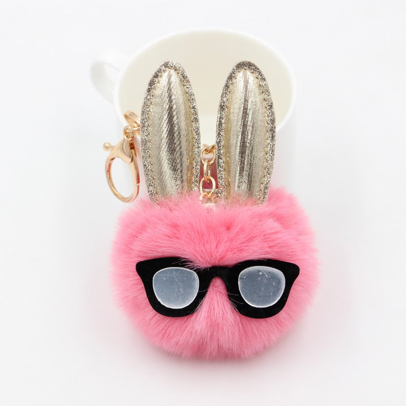 Koorol Long-Eared Rabbit Fur Ball Key Chain Plush Bag Pendant Glasses Rabbit Bag Pendant Mobile Phone Accessories - Image 5