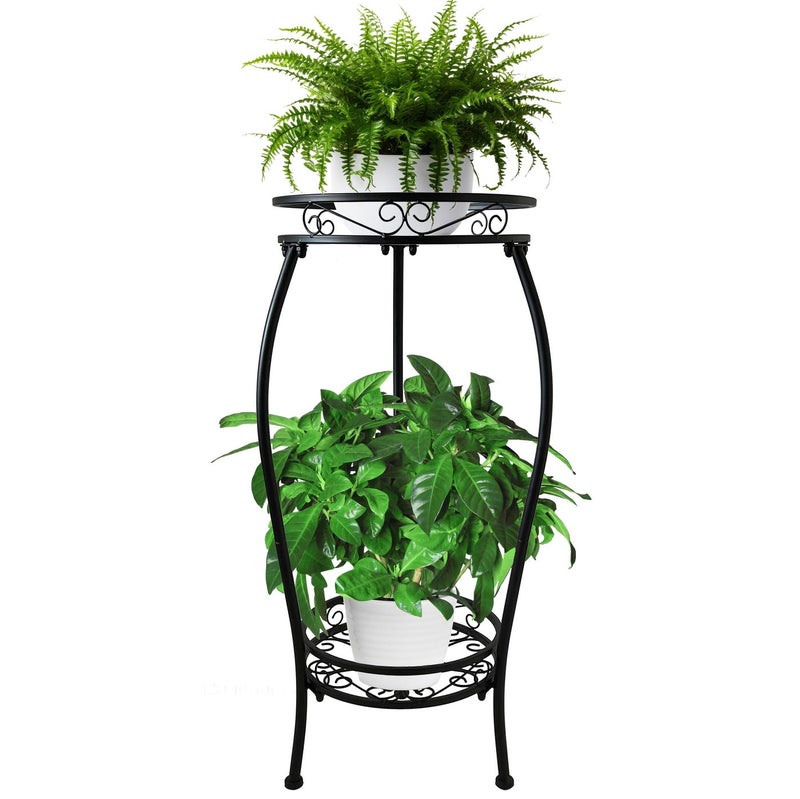 CASIMR 2 Tier Plant Stand Indoor Outdoor 266 Tall Metal Potted Holder Rack Multiple Flower Pot Stand Heavy Duty Plant Shelf Rustproof Iron Plant Round Supports Rack