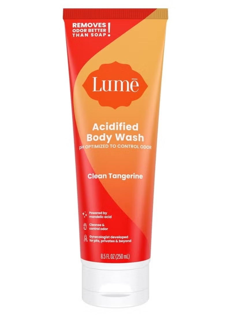 Lume Acidified Body Wash - 24 Hour Odor Control - Removes Odor Better than Soap - Moisturizing Formula - SLS Free, Paraben Free - Safe For Sensitive Skin - 8.5 ounce (Clean Tangerine) Clean Tangerine 8.5 Ounc - Image 1