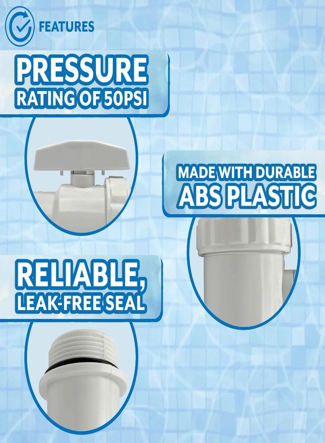 Poolzilla صمام كروي من Poolzilla للتحكم في تدفق المياه (عبوة من قطعتين) متوافق مع صمام Hayward SP0723-1.5 بوصة ذو طرف ذكر وأنثى، صمام كروي ثنائي الاتجاه من Trimline، مصنوع من بلاستيك ABS متين - Image 4