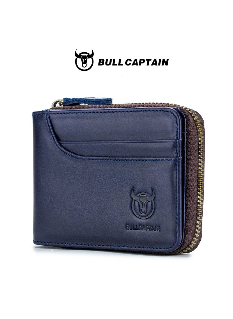 Generic Genuine Leather Slim Mens Wallet Multi-Slot Blue 