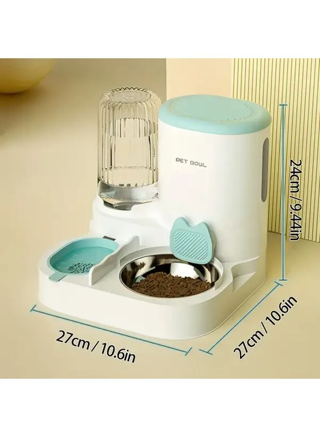 نافورة مياه قطط أوتوماتيكية خضراء وطقم موزع الطعام مع وعاء من الفولاذ المقاوم للصدأ قابل للغسيل مغذي حيوانات أليفة 2 في 1 - Image 5