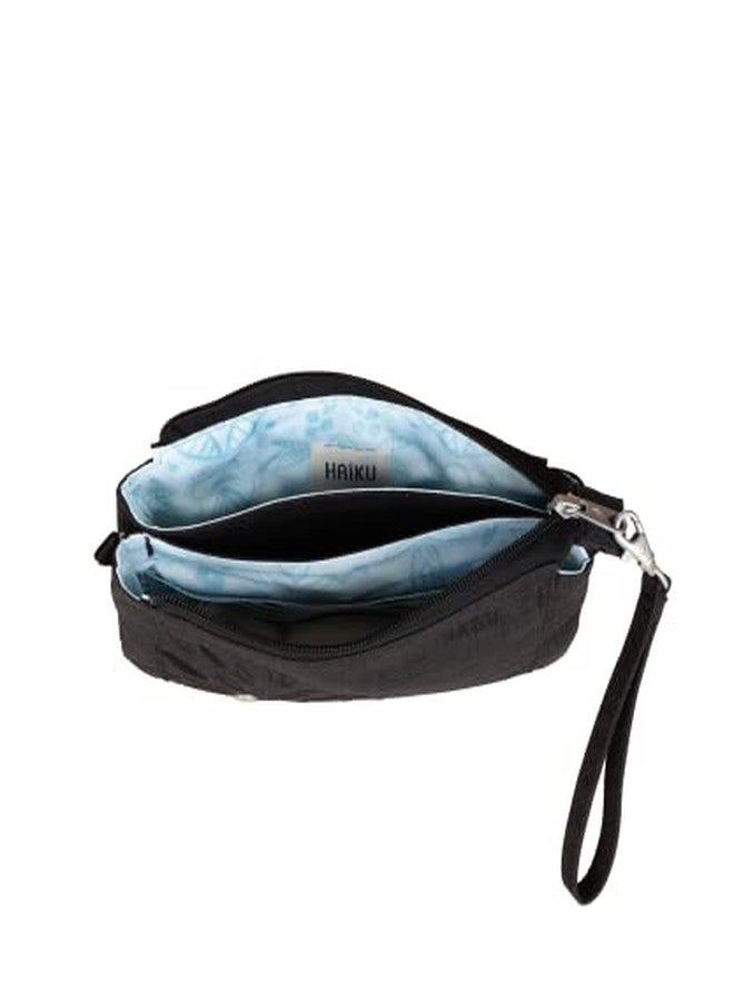 HAIKU Stride Small Womens RFID-Blocking Convertible Crossbody Wristlet Purse, Wallet and Cell Phone Crossbody Bag with Detachable Strap, Black in Bloom - Image 4