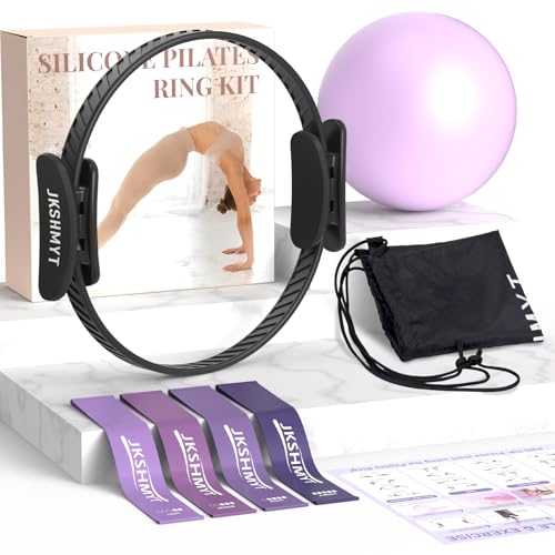 JKSHMYT Pilates Ring Kit for Women, Pilates Equipment – 14.5" Home Magic Circle Workout with Pilates Ball, Resistance Bands, Better me Pilates Essentials Starter Set for Beginners Toning Shape Full Body - Image 1