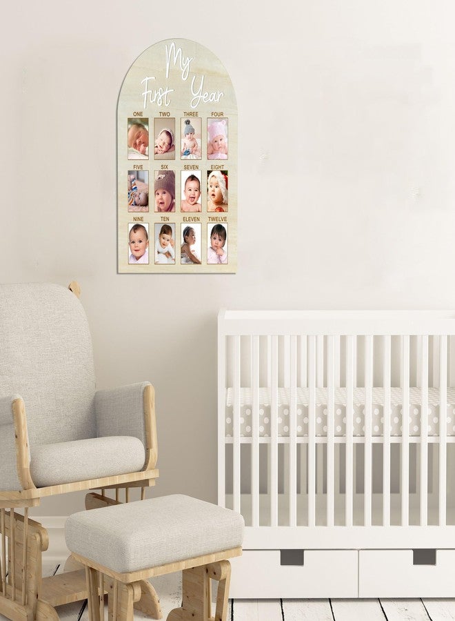 Wartter My First Year Arch Photo Frame, Natural Wooden Monthly Milestone Photo Board for Baby Birthday Party Decorations (17x11.8in) - Image 3