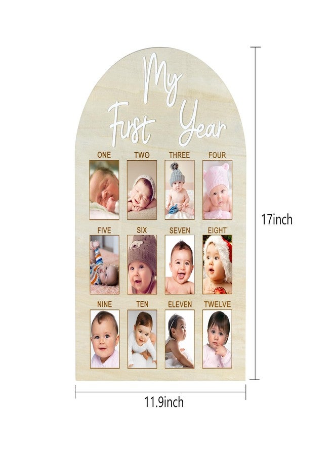 Wartter My First Year Arch Photo Frame, Natural Wooden Monthly Milestone Photo Board for Baby Birthday Party Decorations (17x11.8in) - Image 2