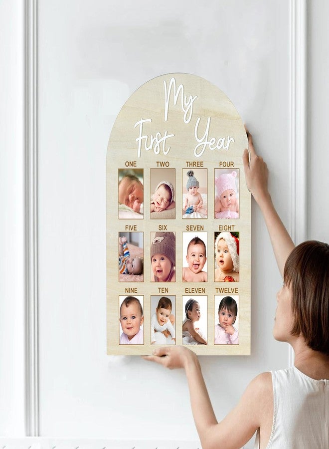 Wartter My First Year Arch Photo Frame, Natural Wooden Monthly Milestone Photo Board for Baby Birthday Party Decorations (17x11.8in) - Image 4