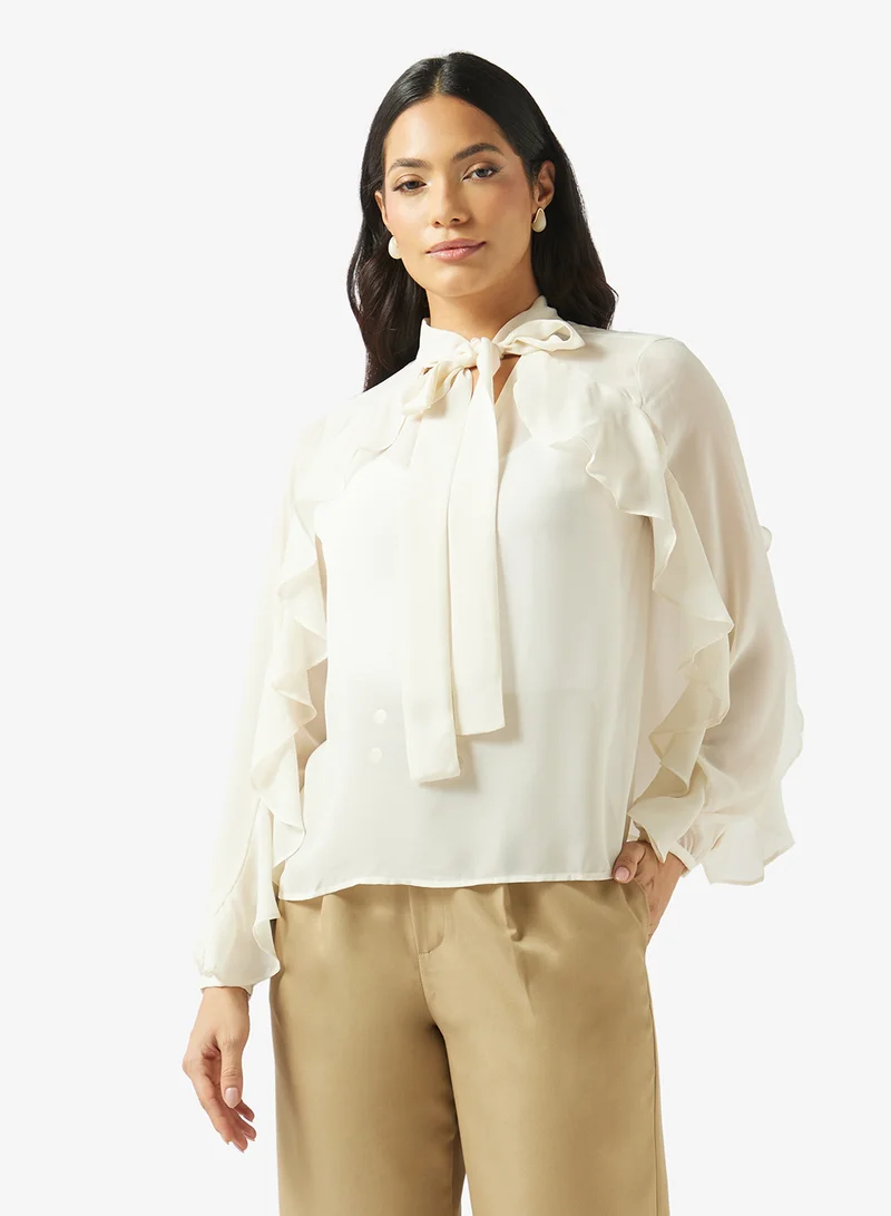 Casual Long-Sleeve Woven Top