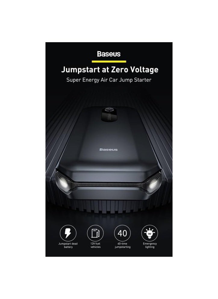 Baseus - New Compact Baseus Jump Starter and Powerbank with 10,000 mAh 1000 Current Battery Booster for All Cars - Black - Image 1