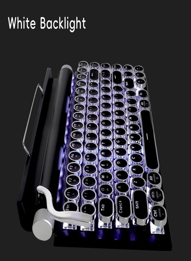 Adventurers Typewriter Style Retro Mechanical Keyboard, White Backlight, 83 Key Bluetooth 5.0 Blue Axis Compatible with Desktop, Laptop, Mac and Mobile, Black, 12.3 x 6.6 x 1.6 Inches - Image 2