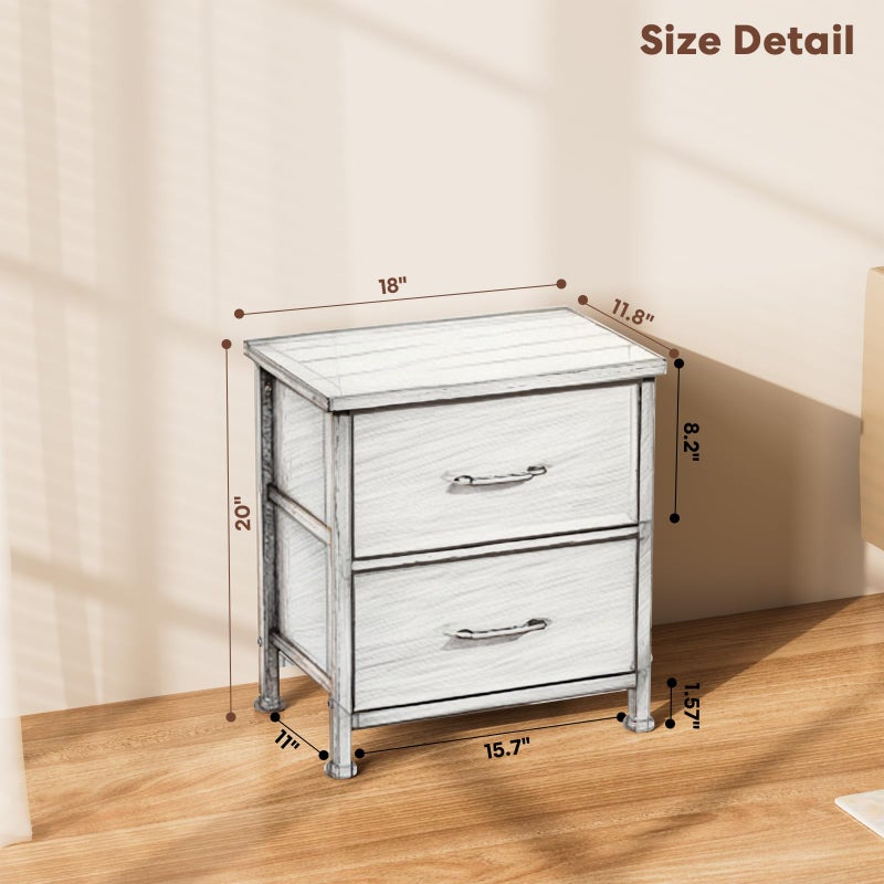 Simple Deluxe Nightstand 2 Drawers Dresser for Bedroom, 3-Tier Bedside Table with Fabric Bins, Night Stand Set 2, End Table for Living Room, Wood top Load-Bearing up to 44 lb, Black - Image 5