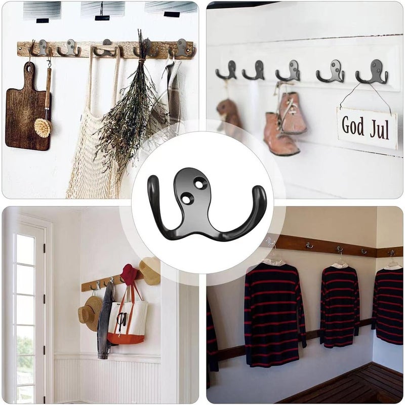 ZAYBOD 12 PCS Heavy Duty Coat Hooks - Wall Mounted Hooks for Coats, Backpacks, Robes & Hats - Includes 24 Screws - Image 3