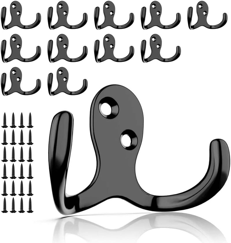 ZAYBOD 12 PCS Heavy Duty Coat Hooks - Wall Mounted Hooks for Coats, Backpacks, Robes & Hats - Includes 24 Screws - Image 1