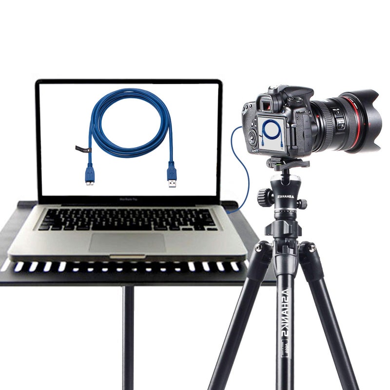 Keple كابل استبدال توصيل كيبلي لكاميرات نيكون UC-E22، كانون IFC-150U متوافق مع كانون 5DS، EOS 5D IV، EOS 7D II، نيكون D5، D500، D800، D800E، D810، D810A، D850 كابل USB 6 أقدام لكاميرا Live View إلى الكمبيوتر - Image 4